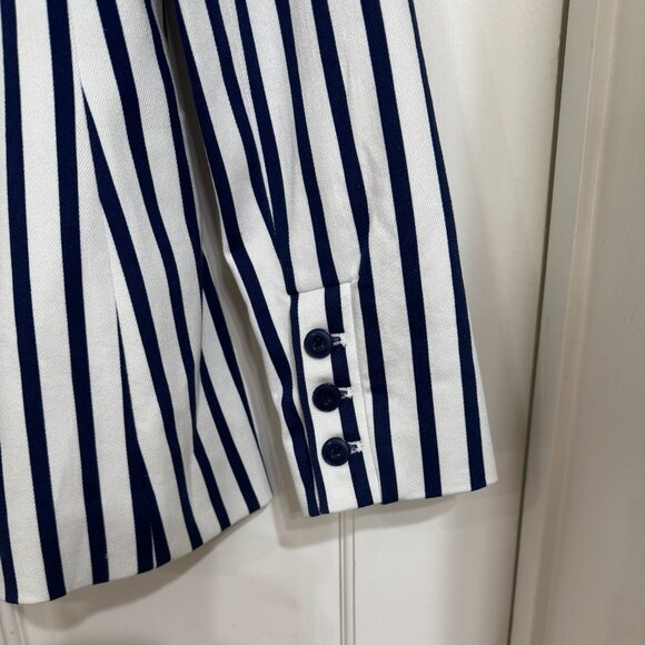 NEW with Tags $595 Alice + Olivia Jacket Navy & White striped sz 8 - Picture 2 of 6